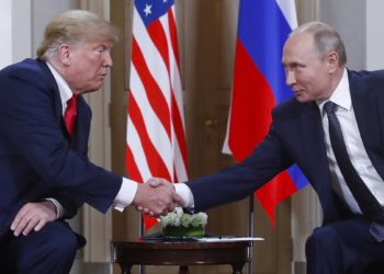 U S  President Donald Trump  left  and Russian President Vladimir Putin  right  shake hand at the beginning of a meeting at the Presidential Palace in Helsinki  Finland  Monday  July 16  2018   AP Photo Pablo Martinez Monsivais