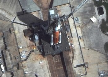 Plataforma de lanzamiento de la NASA / Foto Maxar Technologies/ vía Reuters
