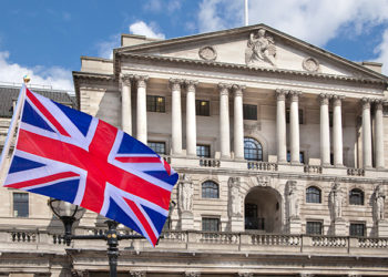 Bank of England and British flag concept illustration