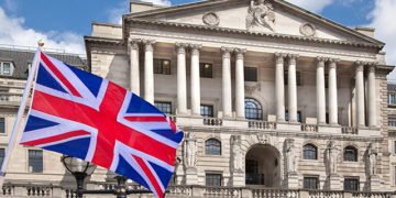 Bank of England and British flag concept illustration