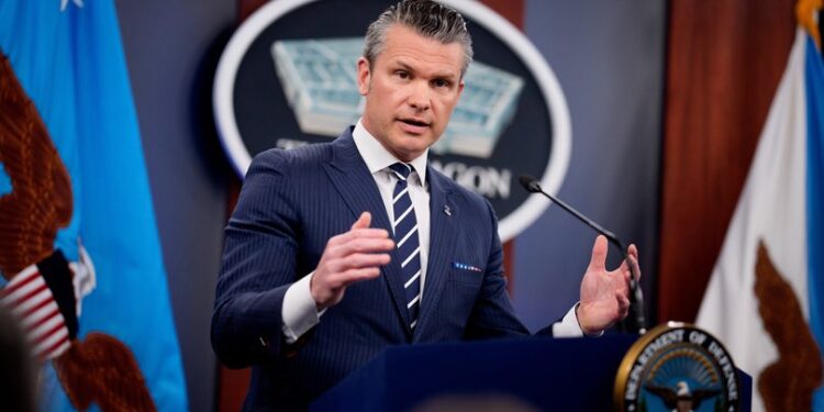 ARLINGTON, VIRGINIA - JUNE 22: U.S. Defense Secretary Pete Hegseth speaks during a news conference at the Pentagon on June 22, 2025 in Arlington, Virginia. U.S. President Donald Trump gave an address to the nation last night after three Iranian nuclear facilities were struck by the U.S. military. (Photo by Andrew Harnik/Getty Images