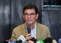 Centrist senator Rodrigo Paz of the Christian Democratic Party (PDC) attends a press conference following his victory in Bolivia's presidential runoff on Sunday, in La Paz, Bolivia, October 20, 2025. REUTERS/Claudia Morales