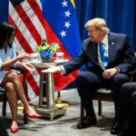 President Donald J. Trump participates in a pull-aside meeting with Acting President Delcy Rodruiguez of Venezuela at the Lotte Palace Hotel in New York City, Tuesday, September 22, 2026. (Official White House Photo by Daniel Torok)